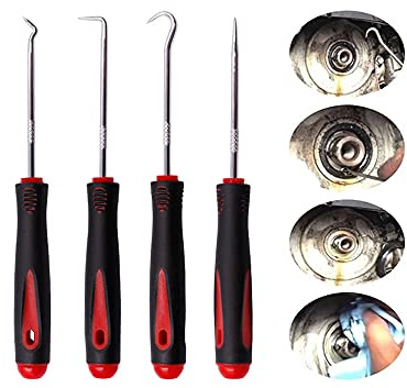 BDHI Lot de 4 médiators de précision de 16 cm et crochet pour joint d'huile, joint torique, crochet, extracteur de tournevis (D17-4)