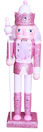 Colcolo 30cm Zarte Hölzerne Nussknacker Ornamente Figuren Weihnachtsdekorationen, Rosa