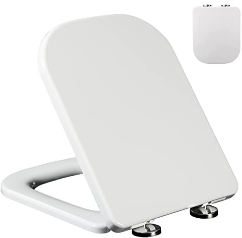 Abattant De Toilette Premium Avec Fermeture En Douceur - Rectangulaire Abattant WC Avec Frein De Chute Et Charnière Réglable - Abattant WC Clipsable Blanc - Facile À Installer Et À Nettoyer