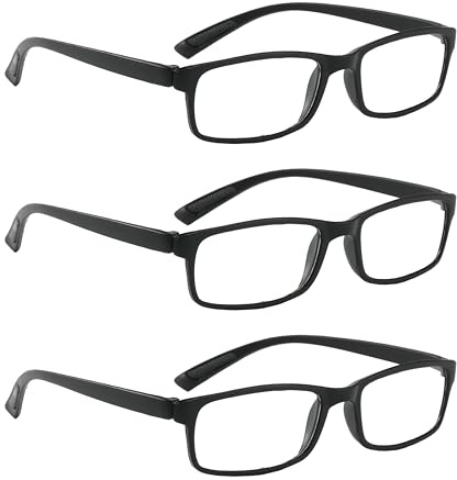 NRDIK PROFLEX LIGHTWEIGHT (3er-Pack) Flexibel Lesebrille – schlagfest, kratzfest, biegbar, rutschfest, Unisex (Männer + Frauen) (Schwarz; rechteckig; 2.0)