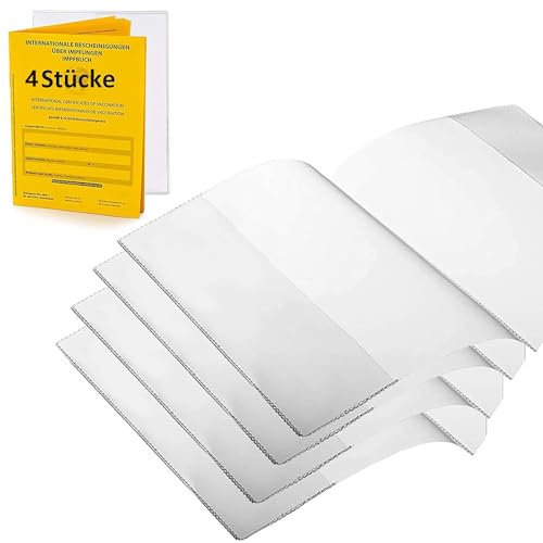 Impfkartenhülle(54 x 85 mm)- Digitale Impfbescheinigung im Kartenformat - Platz für Personalausweis- Schutzhülle für neuen Impfnachweis (4x)