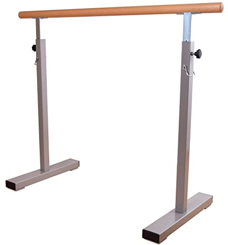 Barre de ballet mobile en bois et acier réglable en hauteur 18 kg - 150 cm