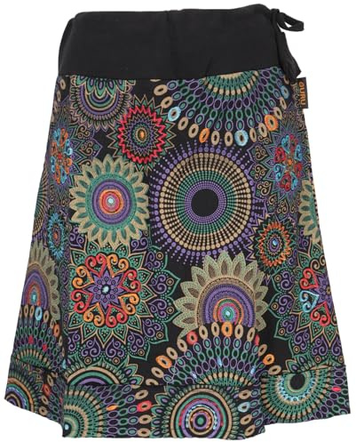 Guru-Boutique, Jupe Brodée au Genou, Boho Chic, Retro Mandala, Coton, Jupes Courtes