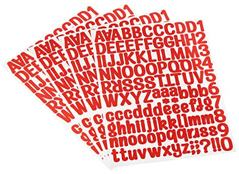 PATIKIL 126Stk 4 Blätter Vinyl Buchstaben Nummer Aufkleber Kit Kleber Rot