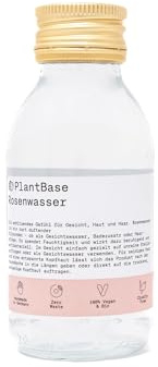 PlantBase Rosenwasser Bio 100ml, als Gesichtswasser, für Haut und Haare geeignet, Gesichtspflege feuchtigkeitsspendend, aus natürlichen Inhaltsstoffen, handgemacht Made in Germany