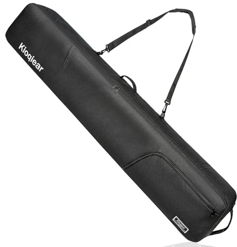 Kioqiear Snowboardtasche, verstärkt, gepolstert, perfekt für Flugreisen für Snowboard, Brille, Handschuhe, Skischuhe, verfügbare Länge in 155 cm, 165 cm. (155.blk)