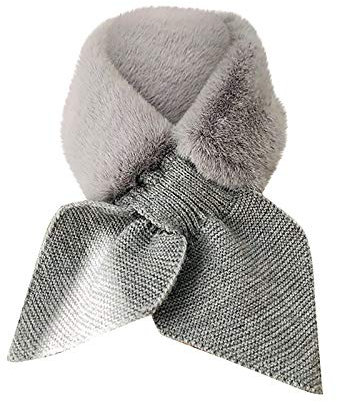 Orbgons Winter Schöne Frauen Villus Warme Mode Dame Faux Oberbekleidung Schal Lätzchen Schal Schal Schal Rot Schwarz Damen (Grey, One Size)