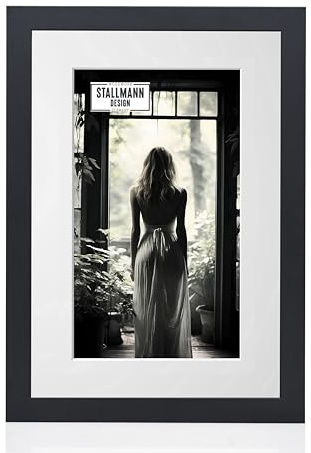 Stallmann Design Bilderrahmen mit Passepartout 60x80 cm (Bild 50x70) | Farbe: Schwarz | 30 mm starke Rahmenleiste