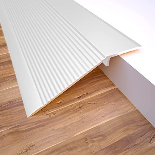 Übergangsprofil 10 Cm Breit Bodenübergangsstreifen Holz Zu Fliese, Leicht Rutschfest Schwellen Reduzierer, Eingangsrampe Für Haustür Balkon Teppichverkleidung ( Color : Silver , Size : Length 140cm/55
