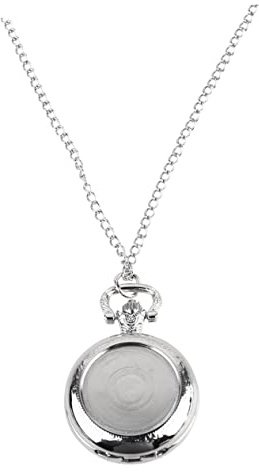 Mikikit Retro Taschenuhr aus Legierung in Silber, Mittelgroß | Halskette Tragbar, für Shopping und Party, Kreative Vintage Form für Männer und Frauen