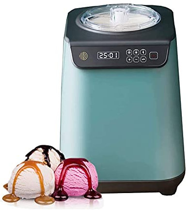 LEONYS Gelatiera automatica con raffreddamento a compressione, macchina per sorbetto elettronico da 1,2 l, macchina per dessert fatta in casa, macchina per gelato per la casa (verde)