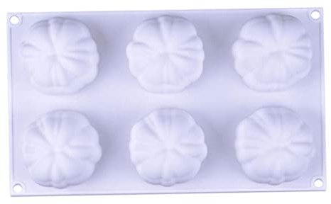 Stampo in silicone di zucca, 6 stampi per mousse a forma di zucca cavità, stampi al cioccolato di zucca, strumento per la produzione di torte per la decorazione del Ringraziamento di Halloween (6