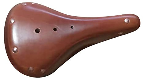 Heimvita Retro Fahrrad Sattel Leder Fahrradsattel mit Messing-Nieten Vintage Ledersattel Stahlgestell Cityradsättel Rennradsättel Unisex braun