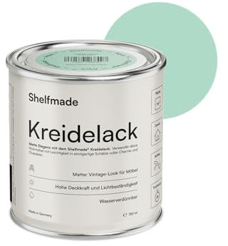 shelfmade Kreidefarbe für Möbel - Türkisblau - Holzlack, Holzfarbe DIY - Kreidefarbe für Holz - Farbe für Möbel, Chalk Paint - matter Look