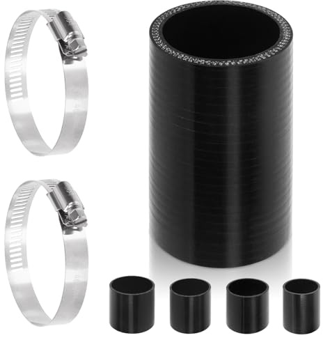 Swpeet 3 piezas 2 pulgadas - 51 mm 4 capas reforzadas Kit de manguera de silicona negra recta con abrazaderas de perno en T de acero inoxidable 304 de 46-70 mm para intercooler de admisión turbo