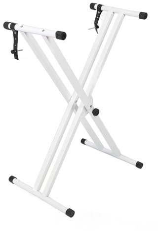 Doppelstrebiger Keyboardständer - Höhenverstellbar in 7 Stufen, Stabiler Keyboard Stand Doppel Stand für E-Piano Stagepiano, Doppelter X-Rahmen für 54 bis 88 Tasten
