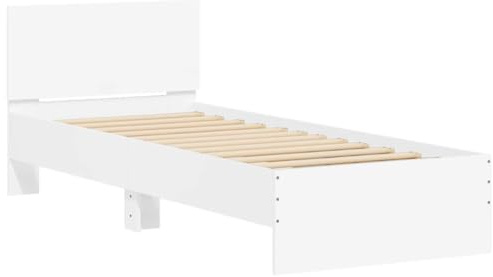 vidaXL Bed Frame without Mattress with Headboard White 75x190 cm Small