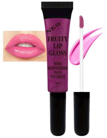 Pink Lip Gloss Smooth Liquid Lipsticks, Light Pink Lipgloss, Moisturizing Long Lasting Lipstick, Silky Not Fade Non-sticky Plumping up Lip Stain, Gift for Women & Girls