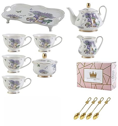 DDKYHU Teeservice, Teeservice aus Bone China, Teekanne, Teetasse, europäisches Keramik-Teeservice