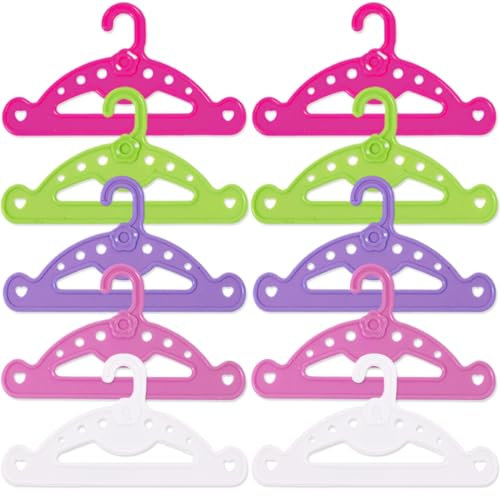 OPVYAEU 10 Pièces Cintres en Plastique Poupées Cintre Peu Encombrant Couleur Cintres en Plastique Antidérapant Cintres pour Poupées Robe
