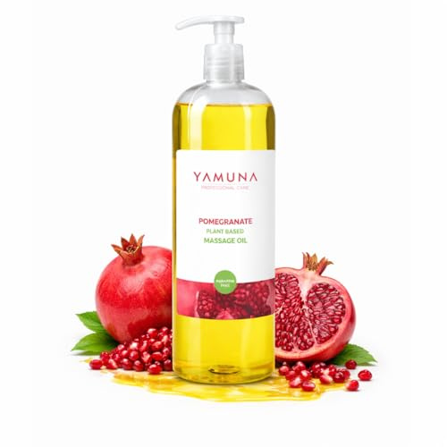 YAMUNA NATURAL BEAUTY Massageöl, 100% pflanzlich, Naturkosmetik aus Ungarn. Professionelles Öl – frei von Paraffin und Parabenen für eine erfrischende Massage. Gratis Spender!(1000 ml, Granatapfel)