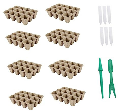 OFFSCH 16 Stücke/Set Nährschale Aus Zellstoff Mit Gartenwerkzeugen Für Pflanzen Anzuchttopf Einfach Gemüseblumen Starter