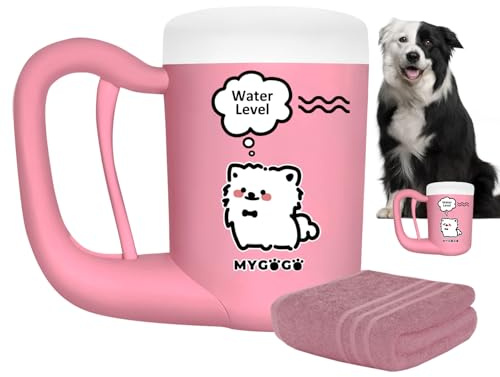 MyGoGo Semi-Automatic Paw Cleaner for Small Medium Dog Breeds, Premium Quality Silicone, Muddy Paw Washer, Essential Necessity (Pink, Medium)