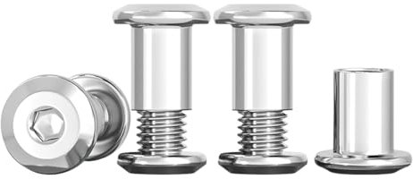 Drenky Connecting Screws M5 Sleeve Nuts 304 Stainless Steel Screws Barrel Nuts Kit M5 X 12mm Hexagon Furniture Bolts 10 Sets Flat Hex Bolt for Bed, Door, Table, Chair, Worktop, Cabinet