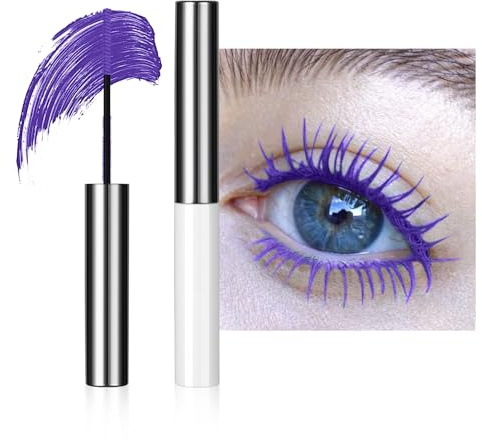 Rímel de Colores, 5ml Máscara de Pestaña Volumen y Longitud, Máscara de Pestañas de Colores Resistente al Agua y al Sudor, de Larga Duración y no se Desvanece (Púrpura)