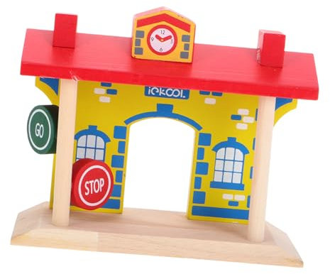 Toyvian Holzspielzeug Eisenbahntunnel Mit Station Spielset Für Fördert Verkehrswissen Und Soziale Fähigkeiten Für Kleinkinder Jungen Und Mädchen Interaktives Lernspielzeug