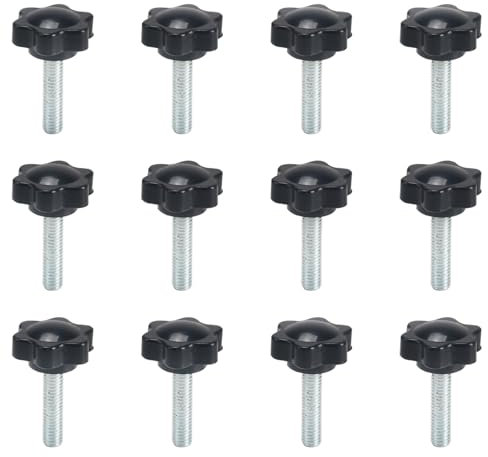 KINDPMA Lot de 12 Vis à Tête Moletée M6 x 25 mm en Plastique en Forme D'étoile avec Poignée, Vis à Tête Étoile pour Machines-Outils, Équipement Mécanique, Décoration de Meubles