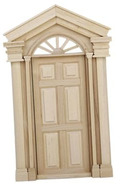 PERSELOSO Miniaturmöbel Miniaturhaustür Aus Holz Mit Kirchturmspitze Traditionelles Design Für Wohnzimmer Innenmodell-Dekoration