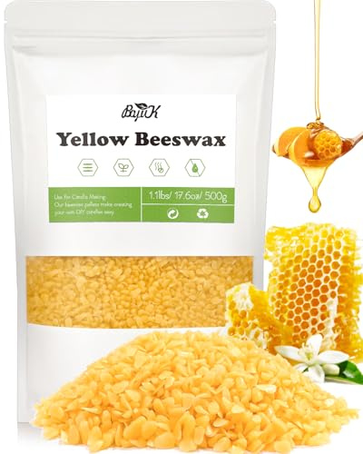 BOYUJK Yellow Beeswax Pellets, Organic Beeswax for Candle Making, Beeswax Pellets for Body, Skin Care DIY, Lip Balm and Soap Making Supplies (500g, Yellow)