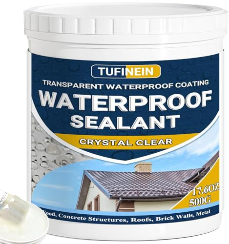 TUFINEIN Sigillante Isolante Impermeabile, 500G Trasparente Sigillante Impermeabile Liquido, Interno ed Esterno Colla Impermeabile, Impermeabilizzante Trasparente Guarnizione di Perdite