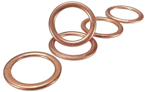 5 Arandelas de Cobre M16 x 22 x 2,0 (forma C) para tornillos de drenaje de aceite, compatibles entre otros, con muchas series Renault y Peugeot, así como modelos antiguos de Citroen