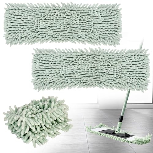 XCDMJ Set de 2 Housses en Microfibre, Balai à Franges en Chenille, Housse de Rechange pour Balai Plat, Absorption Idéale de la Saleté, Idéal pour Sol