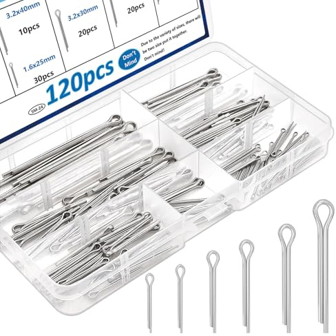 mxuteuk 120 Stück Stifte 304 Edelstahl Stifte Klassifizierung Kit Traktor Stifte für Traktionsblock-Systeme, LKW, Motor Reparatur Traktionsklammern und Stifte