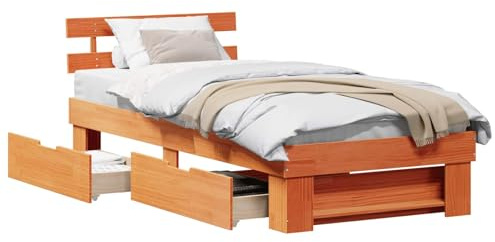 vidaXL Estructura de Cama con cabecera Marrón Cera 80 x 200 cm
