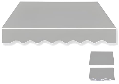 Tessuto di Ricambio per Tende da Sole da Giardino con Retrattile Manuale con Mantovana Resistente all'Acqua UV Sostituzione della Protezione(Gray,6.5x5ft/200x150cm)