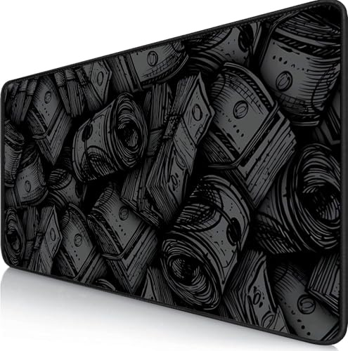 Gaming Mauspad XXL Großes Mousepad mit vernähten Kanten - Wasserdicht und rutschfest - Verbessert Präzision und Geschwindigkeit - Für PC, MacBook (Banknoten, 800x300mm)
