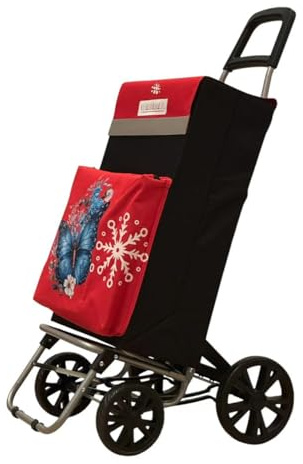 Carrito de Compra Plegable con Térmico, Carro de la Compra 50L,Carros para la Colada,Carro Compra (Impresión Digital, 4 Ruedas)