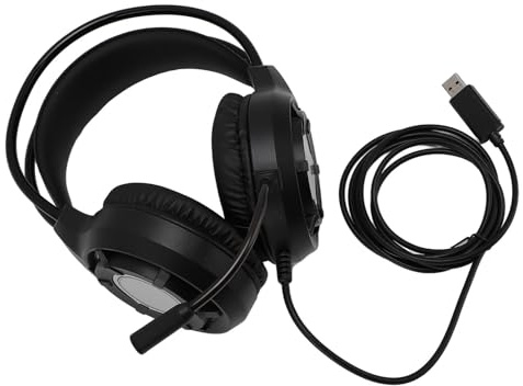 Dpofirs Casque de Jeu USB Filaire, écouteur d'Ordinateur Léger RVB pour Ordinateur Portable