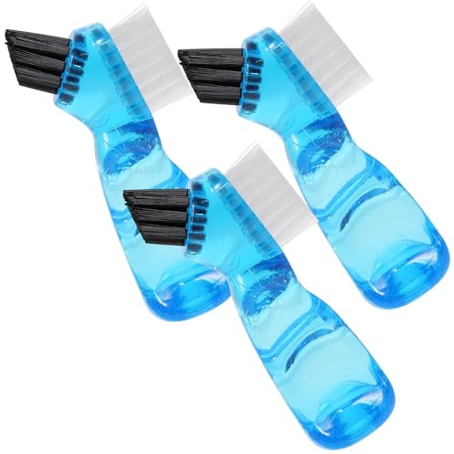 DECOMELODY Brosse à Prothèse Dentaire 3 Pièces Bleu pour Nettoyage Double-face Poils Fins en Fibre Pp, pour Voyage et Usage Maison