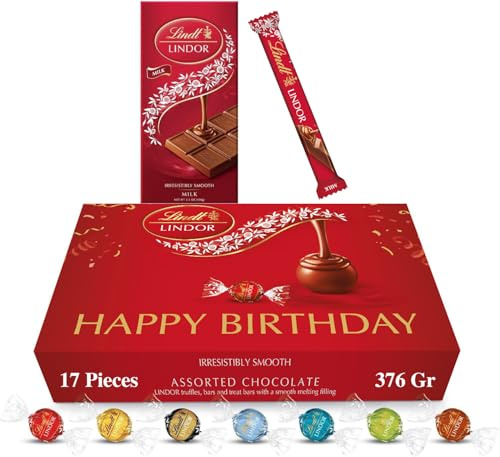 Lindt Lindor Happy Birthday Chocolates Gift Box - 376g (17-Piece Set)