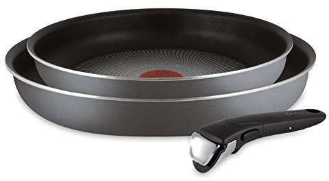 Lagostina Ingenio Essential Set Padelle Antiaderenti in Alluminio per Gas e Forno, Ø 24 e 28 cm, 3 Pezzi, Batteria di Pentole con 2 Padelle e Manico Amovibile
