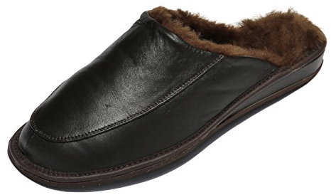 Hollert Leather Lammfell Hausschuhe JAN Premium Fellschuhe aus 100% Merino Schaffell Größe EUR 42, Farbe Braun