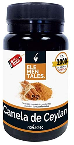 Novadiet - ELEMENTALES CANELA DE CEYLAN Càpsulas con Canela de Ceylan - Complemento Alimenticio Para Controlar Niveles de Glucosa en Sangre- 30 Cápsulas Vegetales