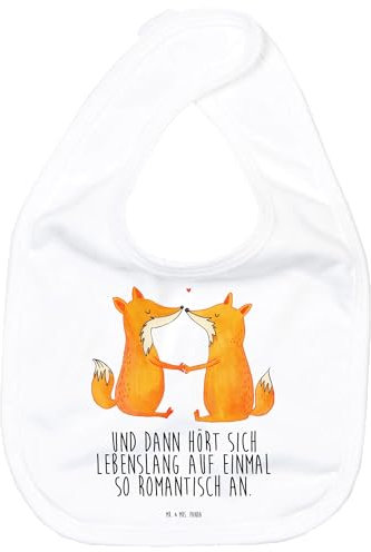 Mr. & Mrs. Panda Organic Babylätzchen Füchse Liebe - Geschenk, Baby Lätzchen Set, Babylätzchen Design, Esslätzchen Baby, Paar, Lätzchen Baby, Fuchs,