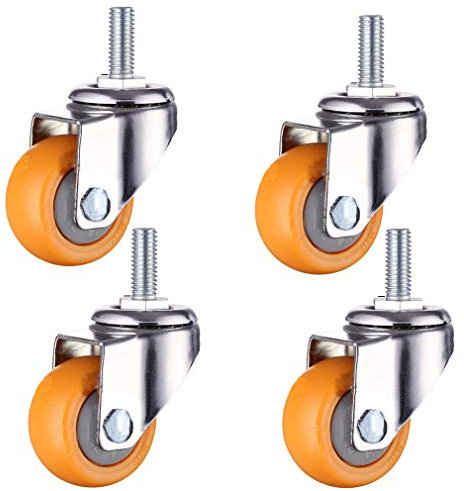 Zlovne 4X Schwenkrollen,Möbelrollen,Lenkrollen,1/1,25/1,5/2 Zoll,Montagestange mit Gewinde,Für die Bewegung von Möbeln und Geräten