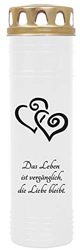 HS Candle 4er Pack Grabkerzen mit Motiv, Grablicht mit Brenndauer von ca. 7 Tage, Motiv: Herzen, in vielen weiteren Varianten
